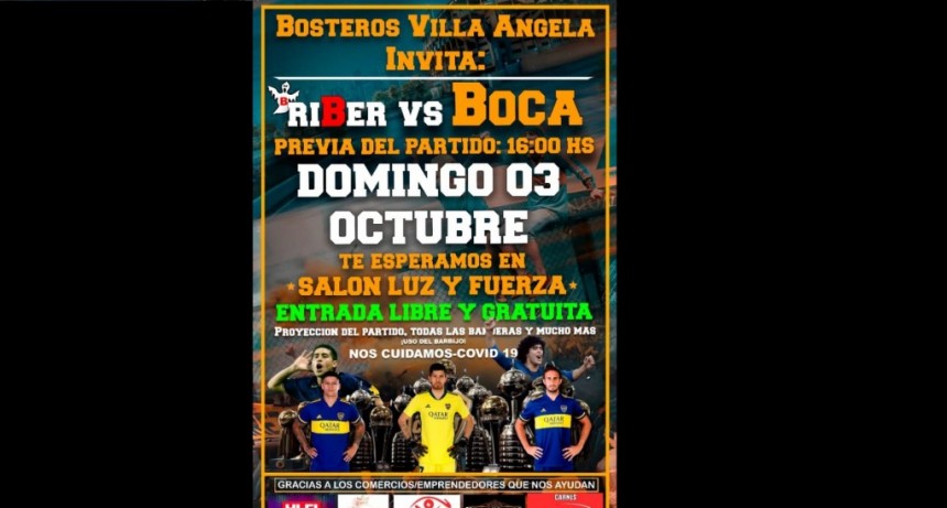 BOSTEROS VILLA &Aacute;NGELA INVITA A LA COMUNIDAD A VER EL SUPER CL&Aacute;SICO A PURO AMBIENTE FUTBOLERO