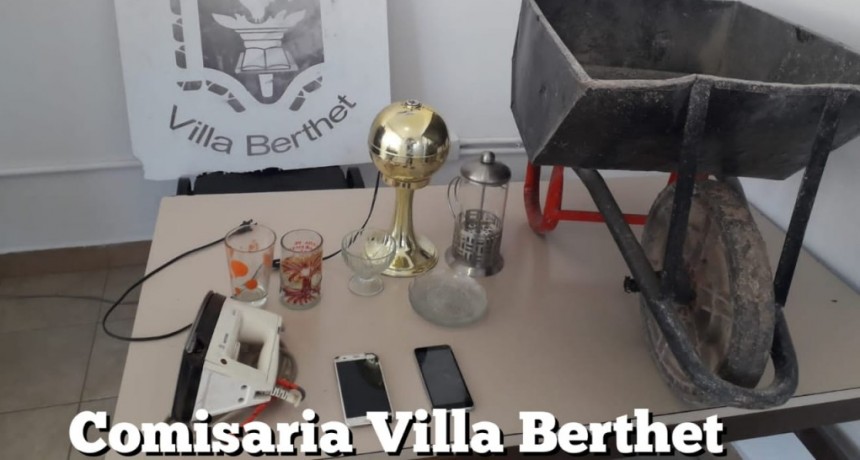 Villa Berthet: DETUVIERON AL SUPUESTO AUTOR Y RECUPERARON ELEMENTOS ROBADOS