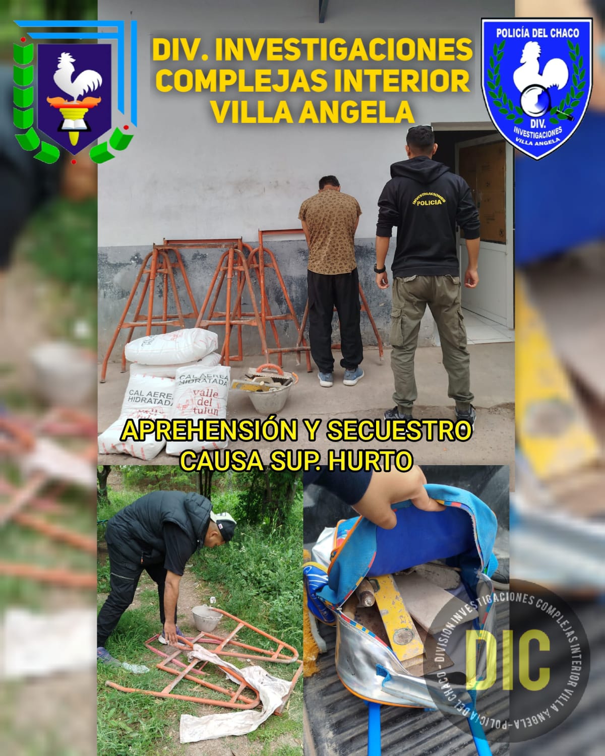 VILLA ÁNGELA: DETIENEN A “CHUPA” Y RECUPERAN MATERIALES DE OBRA ROBADOS