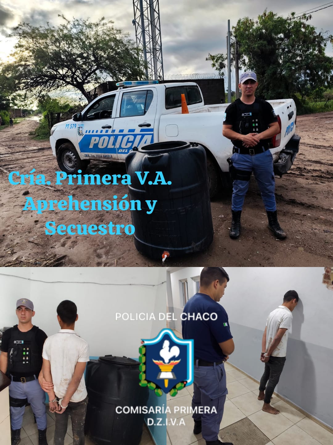 VILLA ÁNGELA: LA POLICÍA RECUPERÓ UN TANQUE DE AGUA SUSTRAÍDO DÍAS ATRÁS 