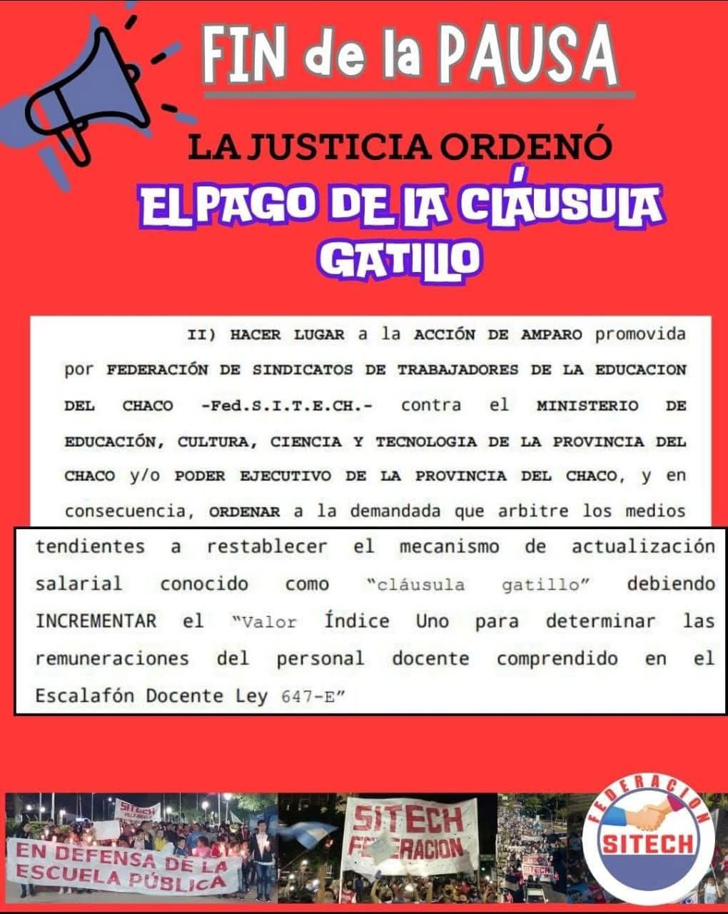 LA JUSTICIA DICTAMIN&Oacute; QUE EL GOBIERNO PROVINCIAL TIENE 60 D&Iacute;AS PARA EFECTIVIZAR EL PAGO DE "CL&Aacute;USULA GATILLO"