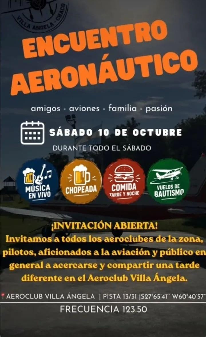 VILLA &Aacute;NGELA: EL AEROCLUB PREPARA UN ENCUENTRO AERON&Aacute;UTICO CON ENTRADA LIBRE Y GRATUITA