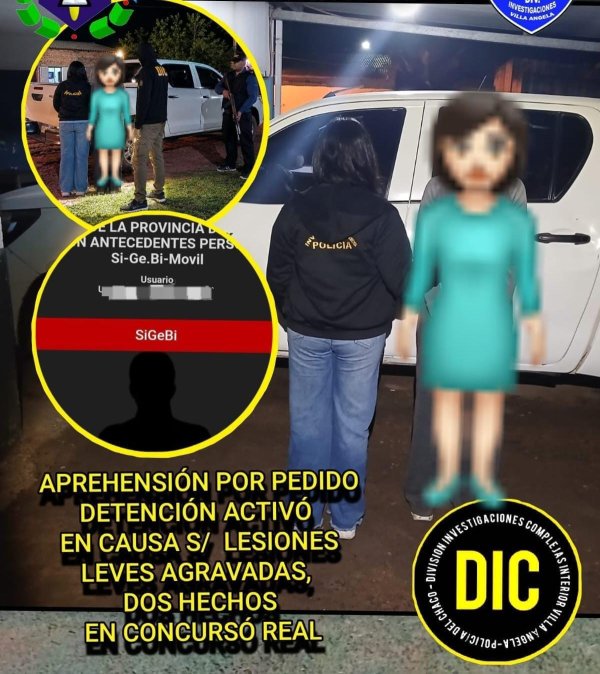 Villa &Aacute;ngela: FUE CONDUCIDA POR DESORDEN Y AL IDENTIFICARLA DESCUBRIERON UN PEDIDO ACTIVO