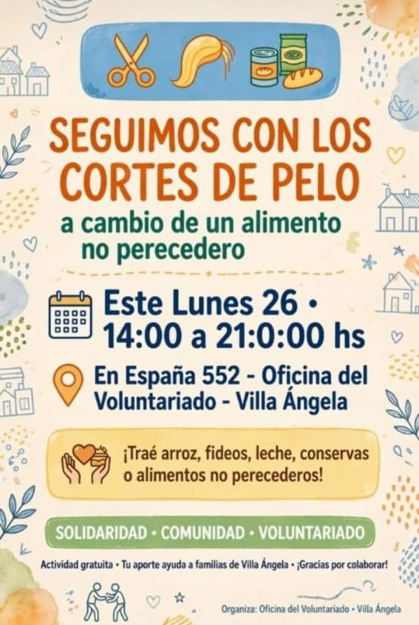 VILLA ÁNGELA: EL VOLUNTARIADO NACIONAL REALIZA UNA NUEVA JORNADA DE CORTES DE PELO SOLIDARIOS