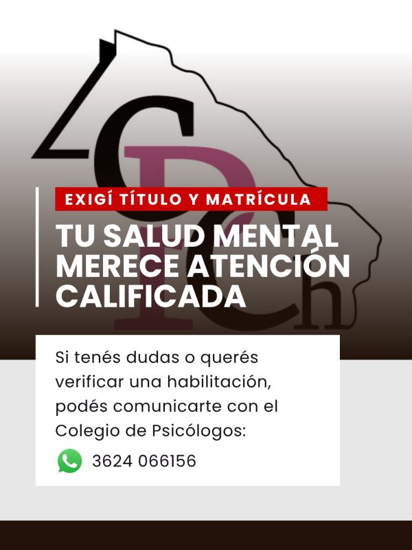 SALUD MENTAL: PIDEN CONSULTAR CON PSIC&Oacute;LOGOS MATRICULADOS Y ALERTAN SOBRE PERSONAS NO HABILITADAS