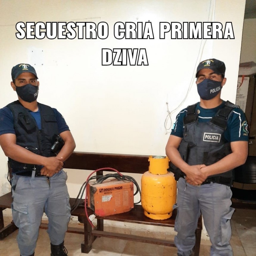 Villa &Aacute;ngela: EL PERSONAL POLICIAL LOGRA EL RECUPERO DE UNA GARRAFA Y UNA SOLDADORA QUE HAB&Iacute;AN SIDO ROBADAS