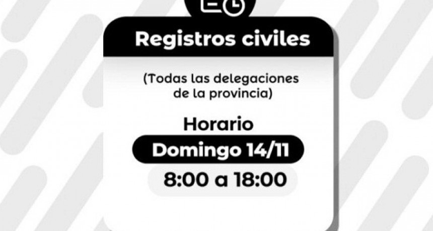 ELECCIONES 2021: REGISTROS CIVILES ATENDER&Aacute;N EN HORARIOS EXTRAORDINARIOS DURANTE EL FIN DE SEMANA 