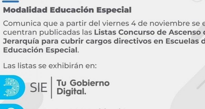 JUNTA DE CLASIFICACI&Oacute;N DE NIVEL PRIMARIO: LISTAS DE CONCURSO DE ASCENSO DE EDUCACI&Oacute;N ESPECIAL
