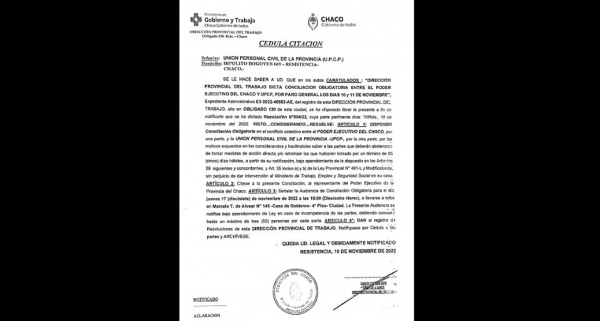 Dictaron conciliaci&oacute;n obligatoria por el paro de UPCP