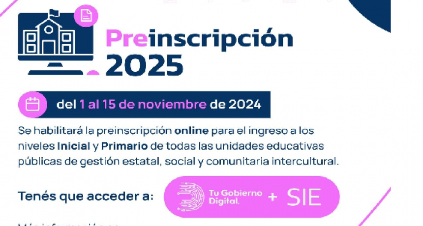 ESTE VIERNES SE HABILITA LA PREINSCRIPCI&Oacute;N ONLINE A ESCUELAS PRIMARIAS Y JARDINES DE INFANTES