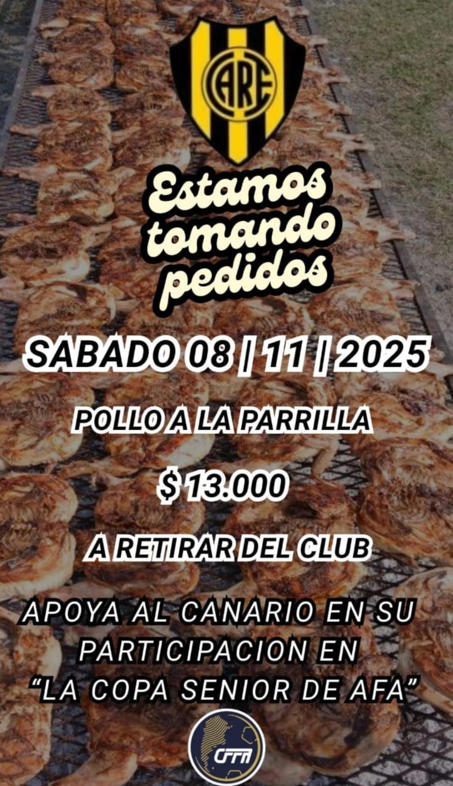 VENTA DE POLLO A LA PARRILLA DEL EQUIPO DE FÚTBOL +50 DEL CLUB ATLÉTICO REMEDIOS DE ESCALADA 