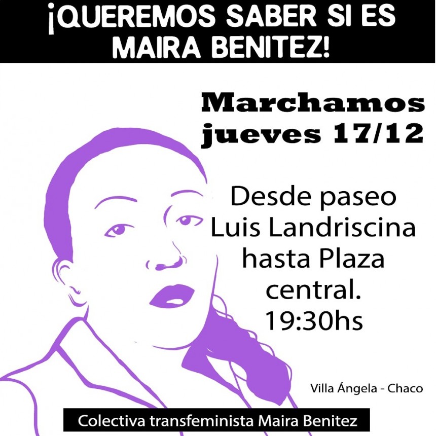 A cuatro a&ntilde;os de la desaparici&oacute;n de Maira Ben&iacute;tez, marchar&aacute;n en Villa &Aacute;ngela