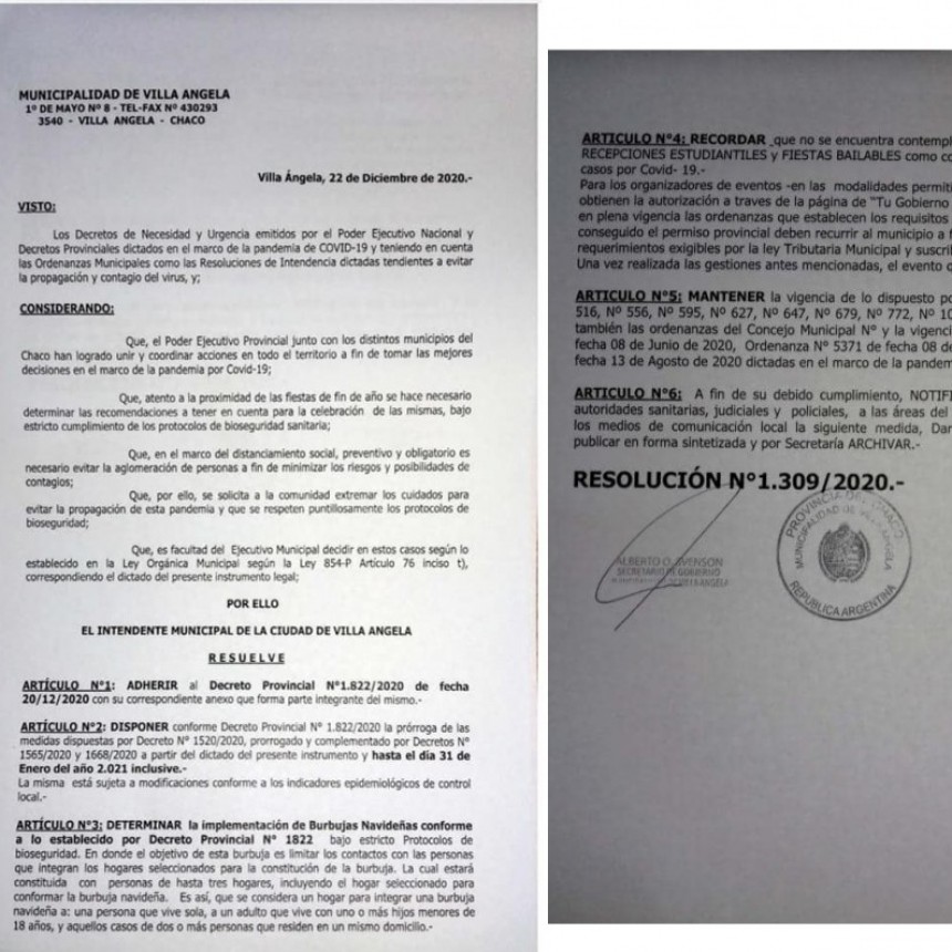 Villa &Aacute;ngela: EL MUNICIPIO ADHIERE A LA IMPLEMENTACI&Oacute;N DE LA BURBUJA SANITARIA PROVINCIAL