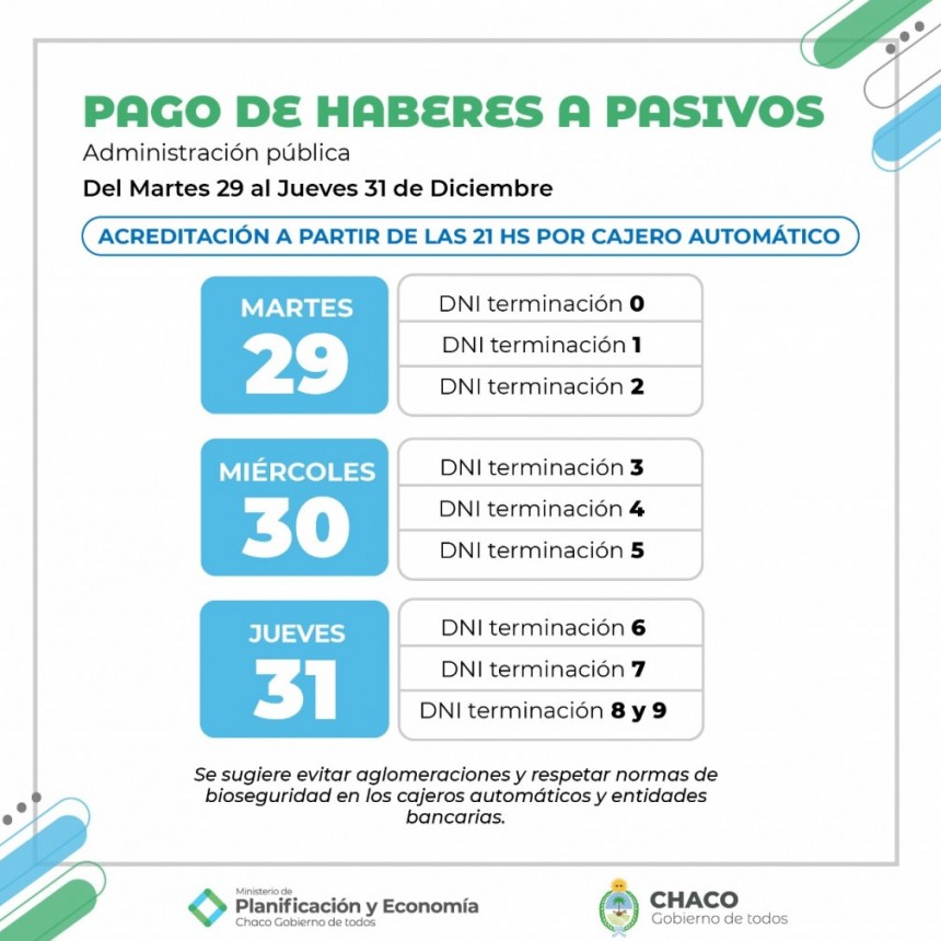 Chaco: ESTE MARTES COMIENZA  EL PAGO DE SALARIOS A LA ADMINISTRACI&Oacute;N P&Uacute;BLICA PROVINCIAL