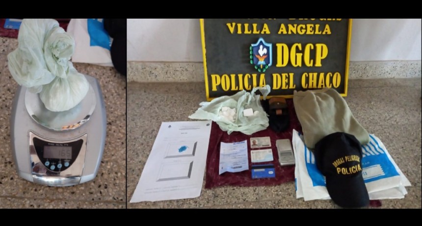 Villa &Aacute;ngela: SECUESTRAN COCA&Iacute;NA POR UN VALOR ESTIMADO DE 660 MIL PESOS Y DETIENEN A UN MASCULINO ORIUNDO DE SANTA FE