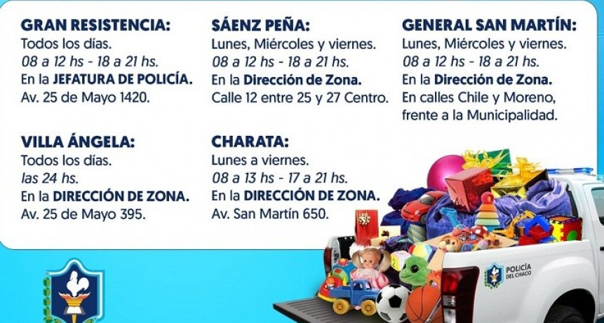 LA POLIC&Iacute;A DEL CHACO LANZ&Oacute; LA CAMPA&Ntilde;A NAVIDAD AZUL: "Un Juguete por una Sonrisa"