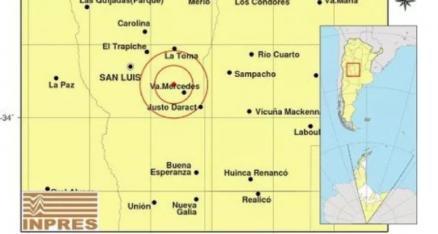 Un sismo sacudi&oacute; el sur de C&oacute;rdoba y este de San Luis
